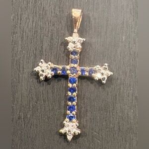Vintage .925 Sterling Silver Sapphire Cross